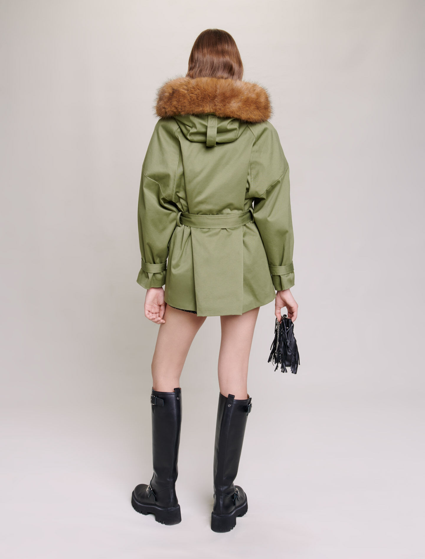 お得セット Short hooded parka Brown For Women | Maje ジャケット・アウター