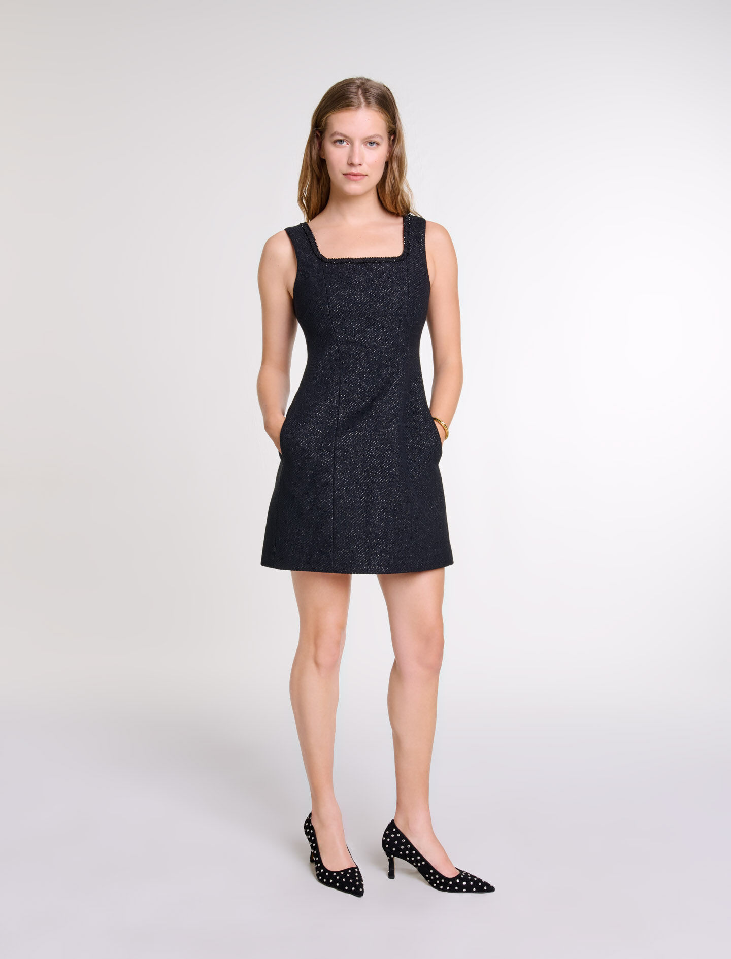 Short rhinestone dress Black Gray For Women Maje