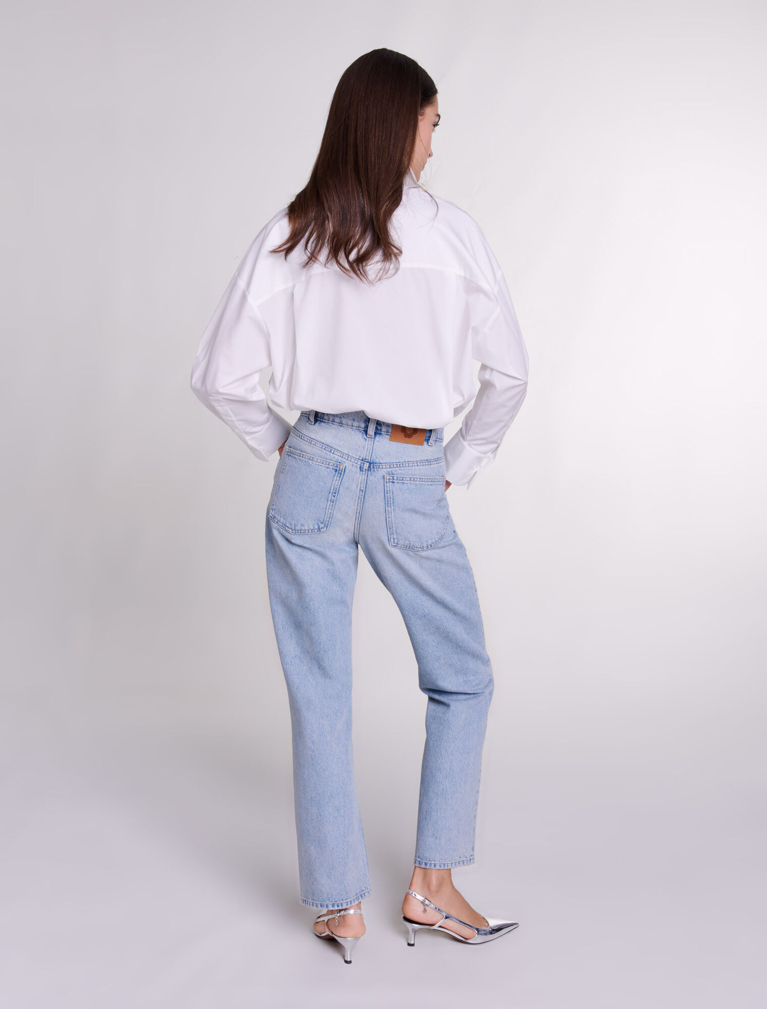 Crochet poplin shirt