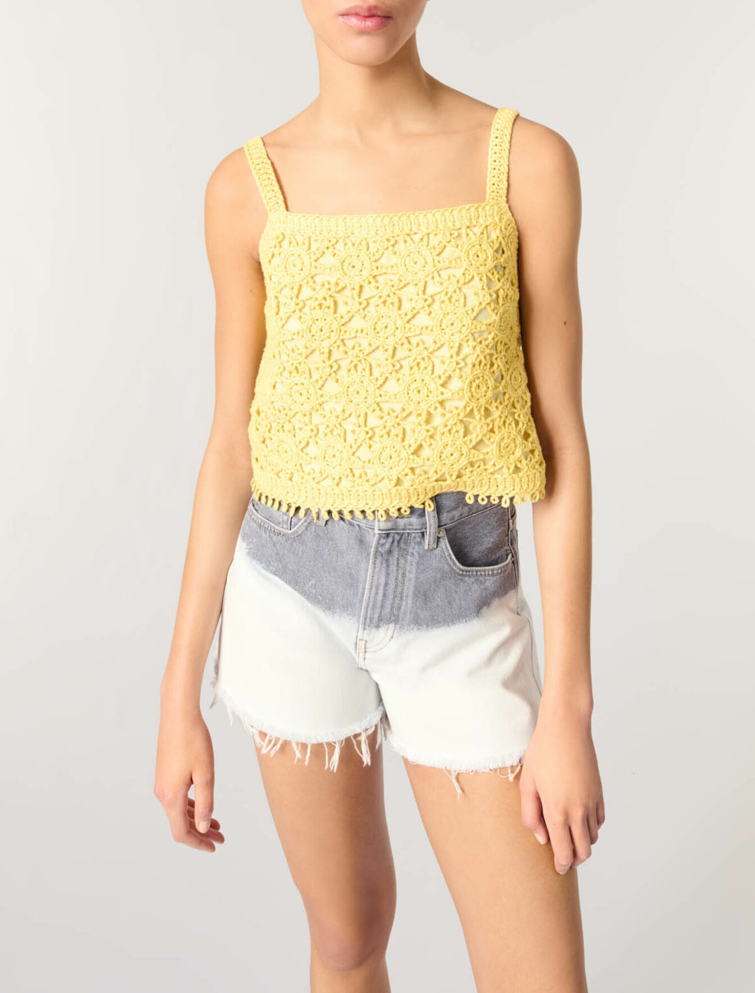 Crochet-knit top