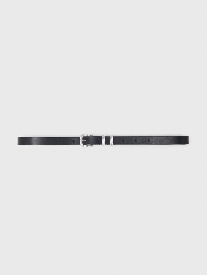 Ceinture fine à boucle strassée