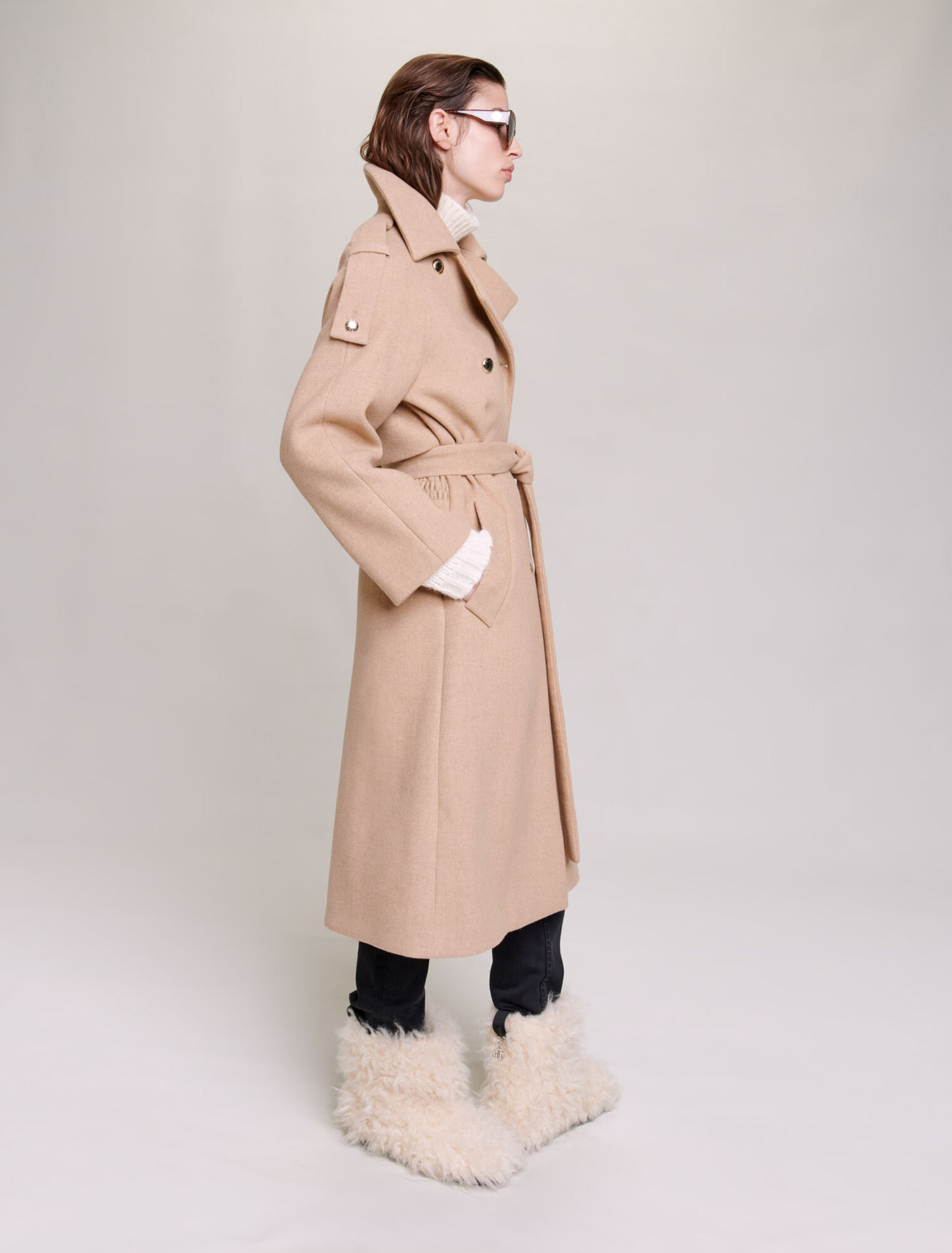 Long wool-blend coat