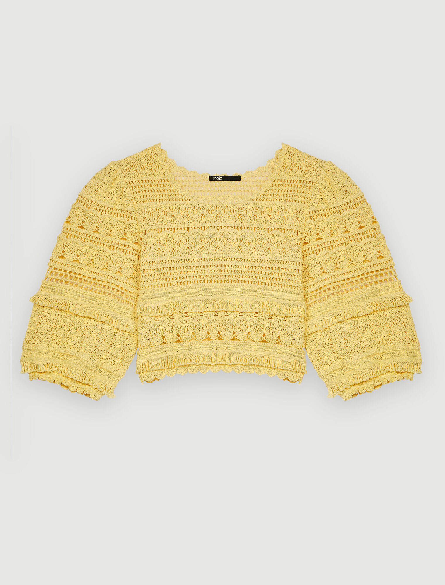Crochet knit top with fringing