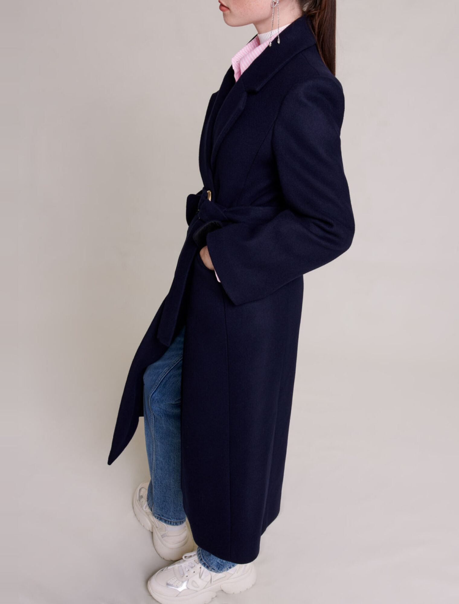 Black wool coat mini coat women coat 1070# Black wool coat mini coat women coat 1070#