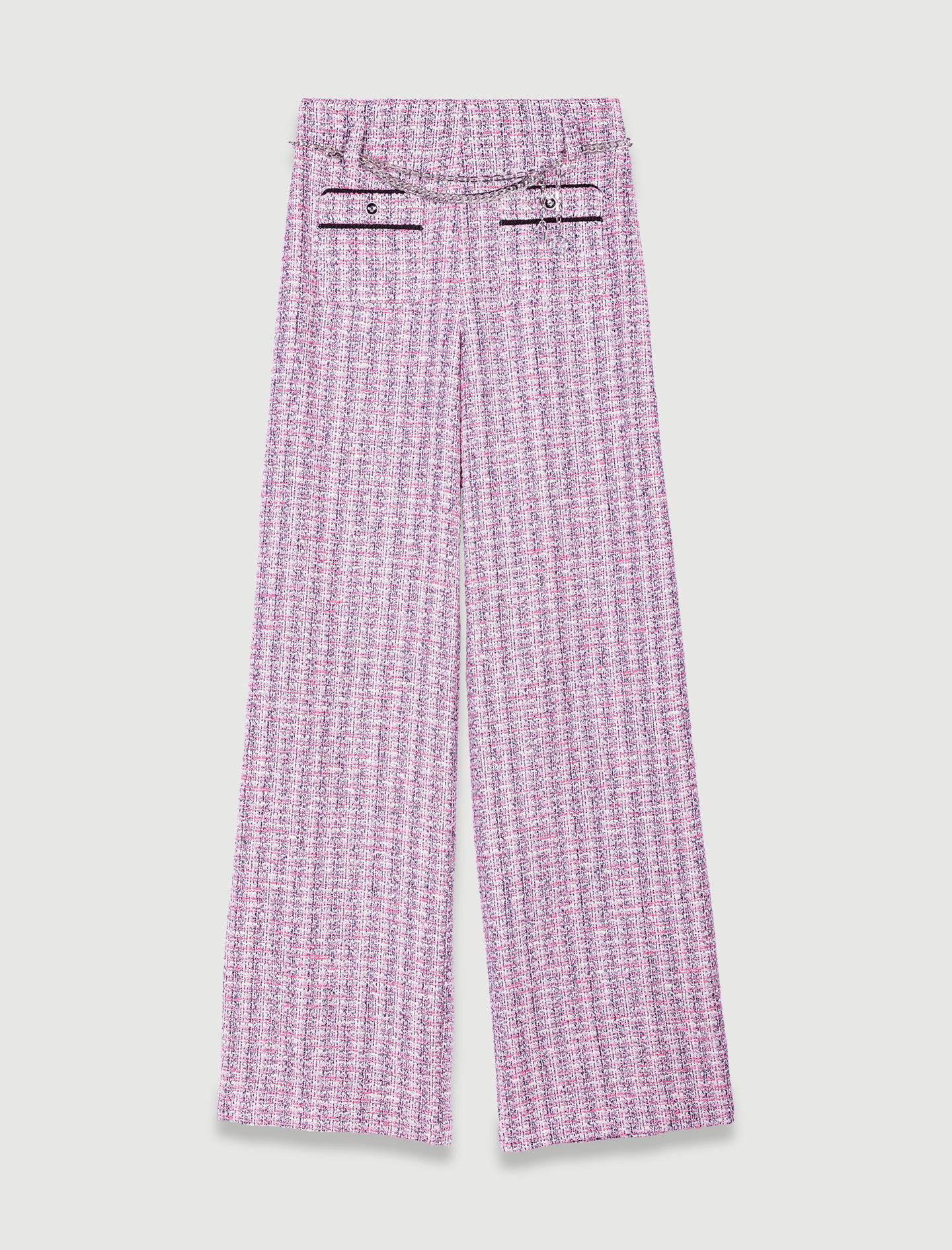 Wide-leg tweed trousers