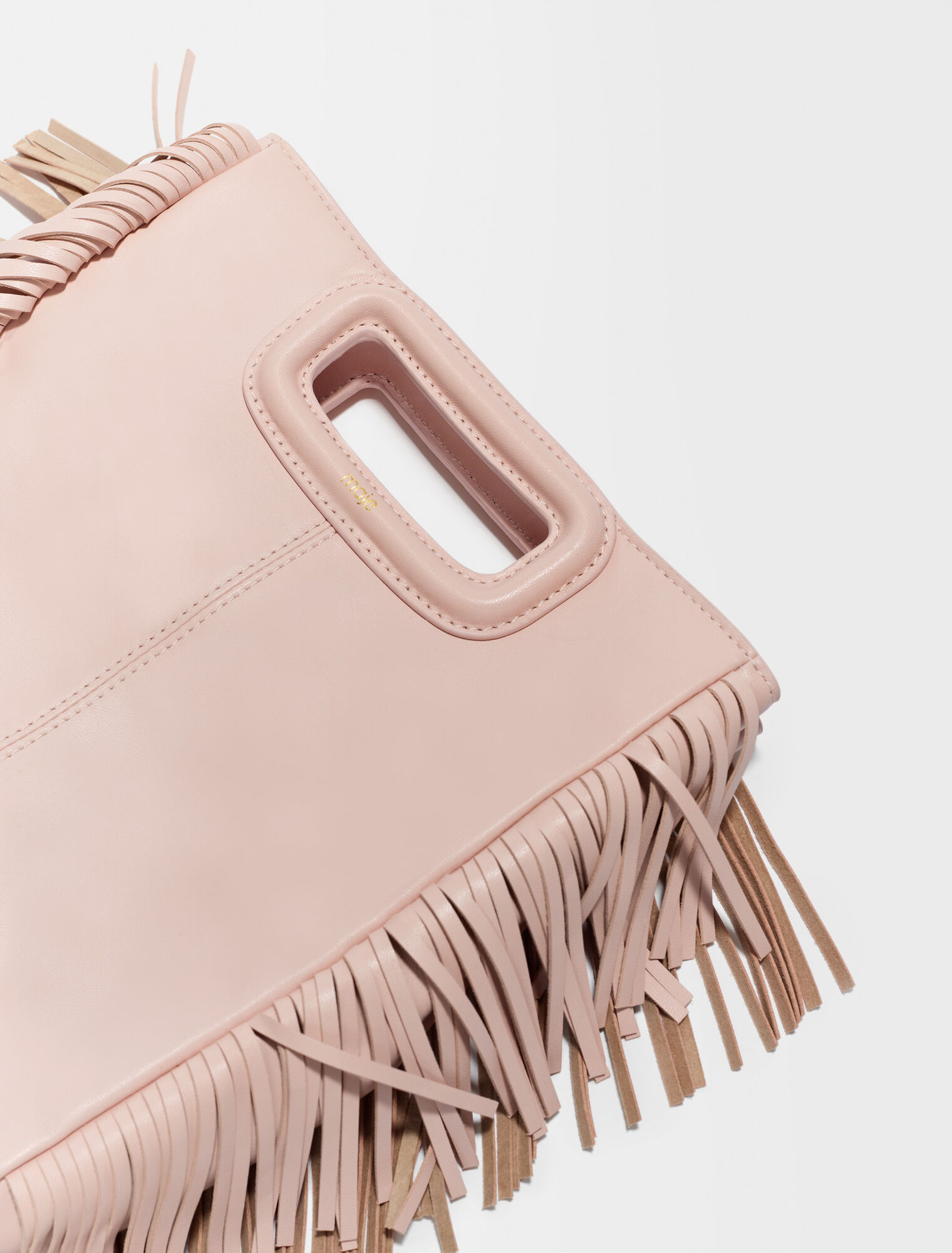 Smooth leather M bag with fringing