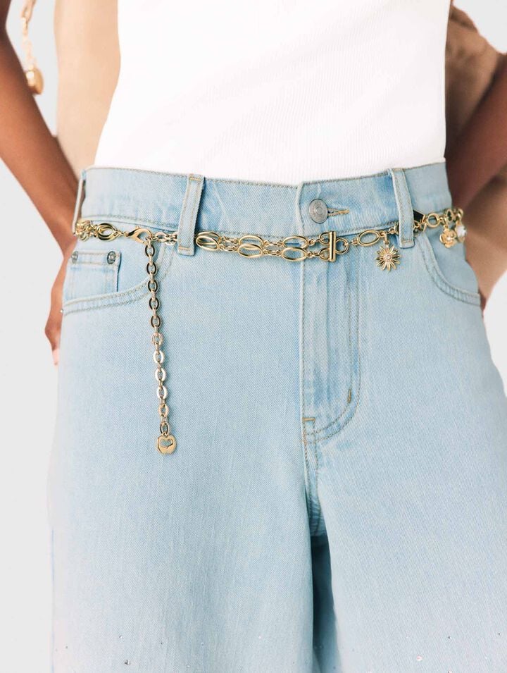 Ceinture chaine double &agrave; charms