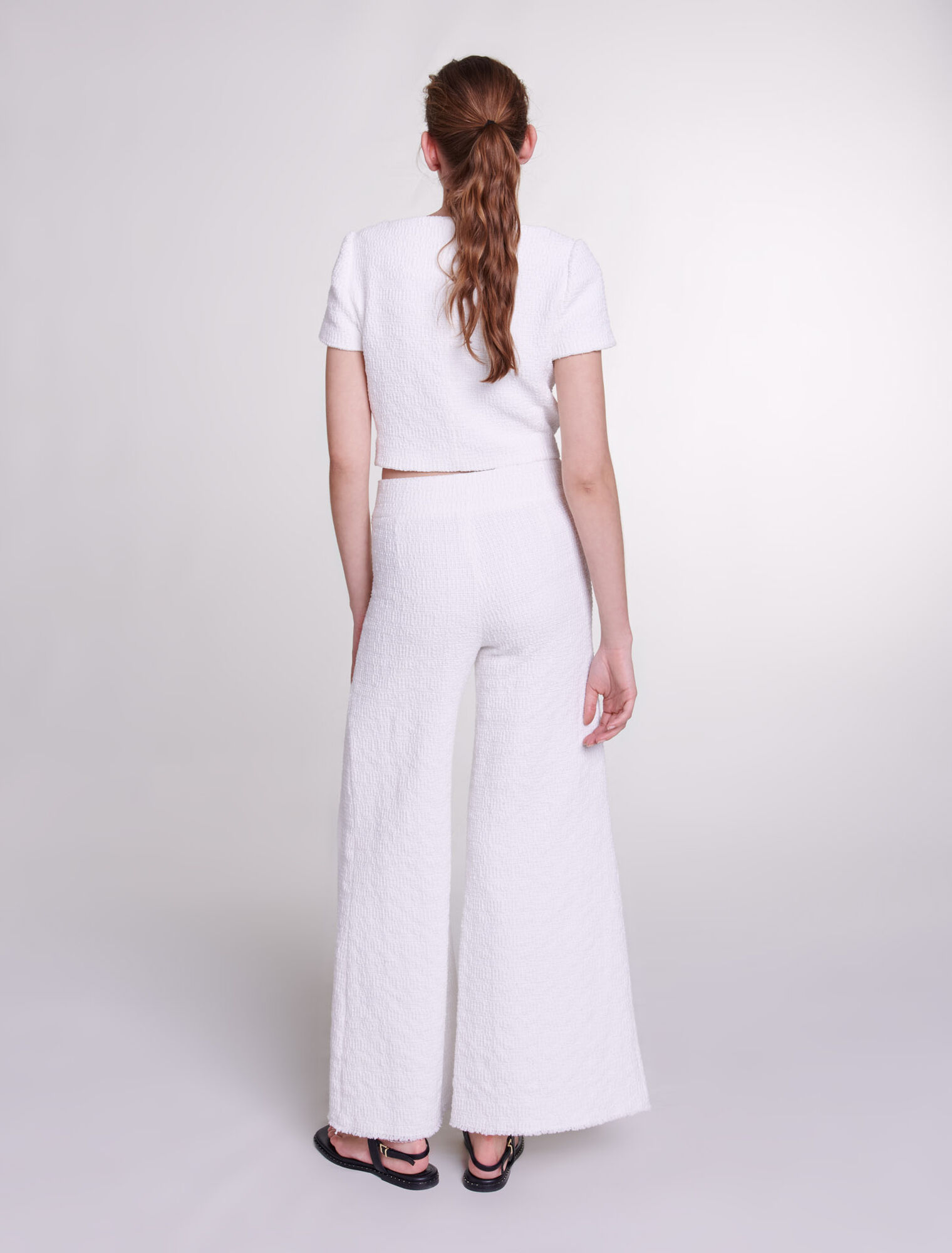 Pantalon large en tweed