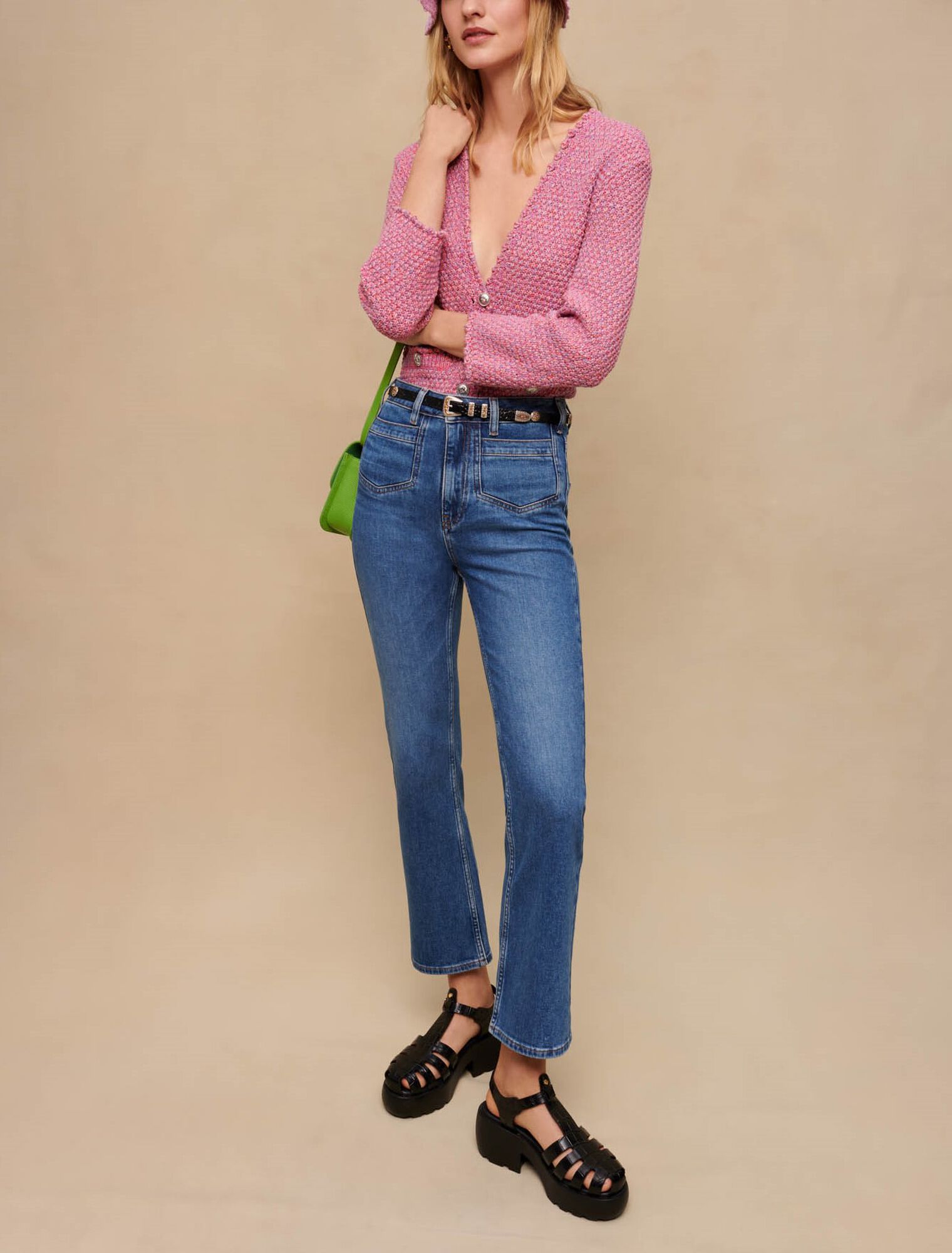 Faded denim jeans