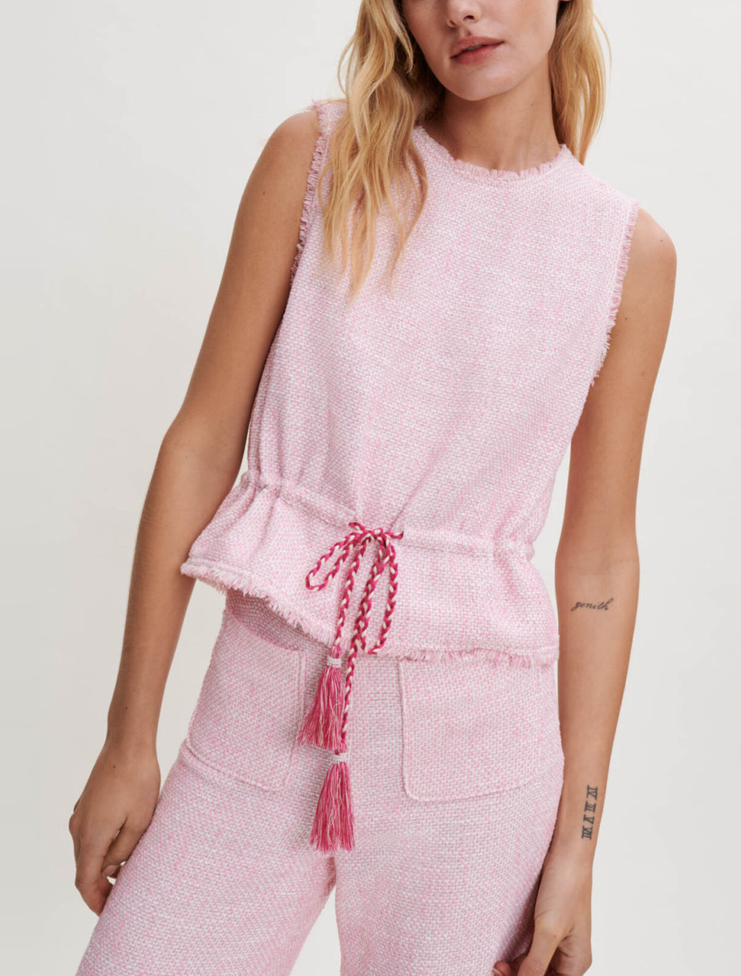 Top sans manches en tweed