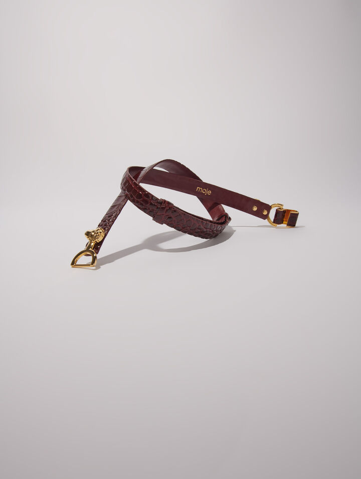 Ceinture fine en cuir à mors lion