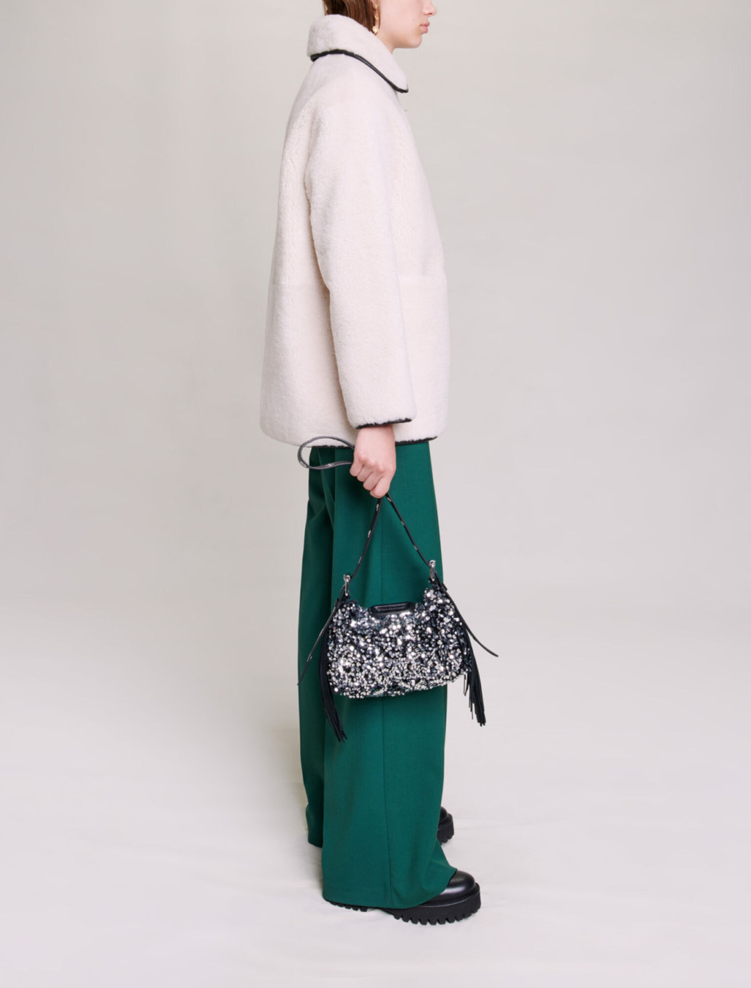 Manteau mi-long shearling