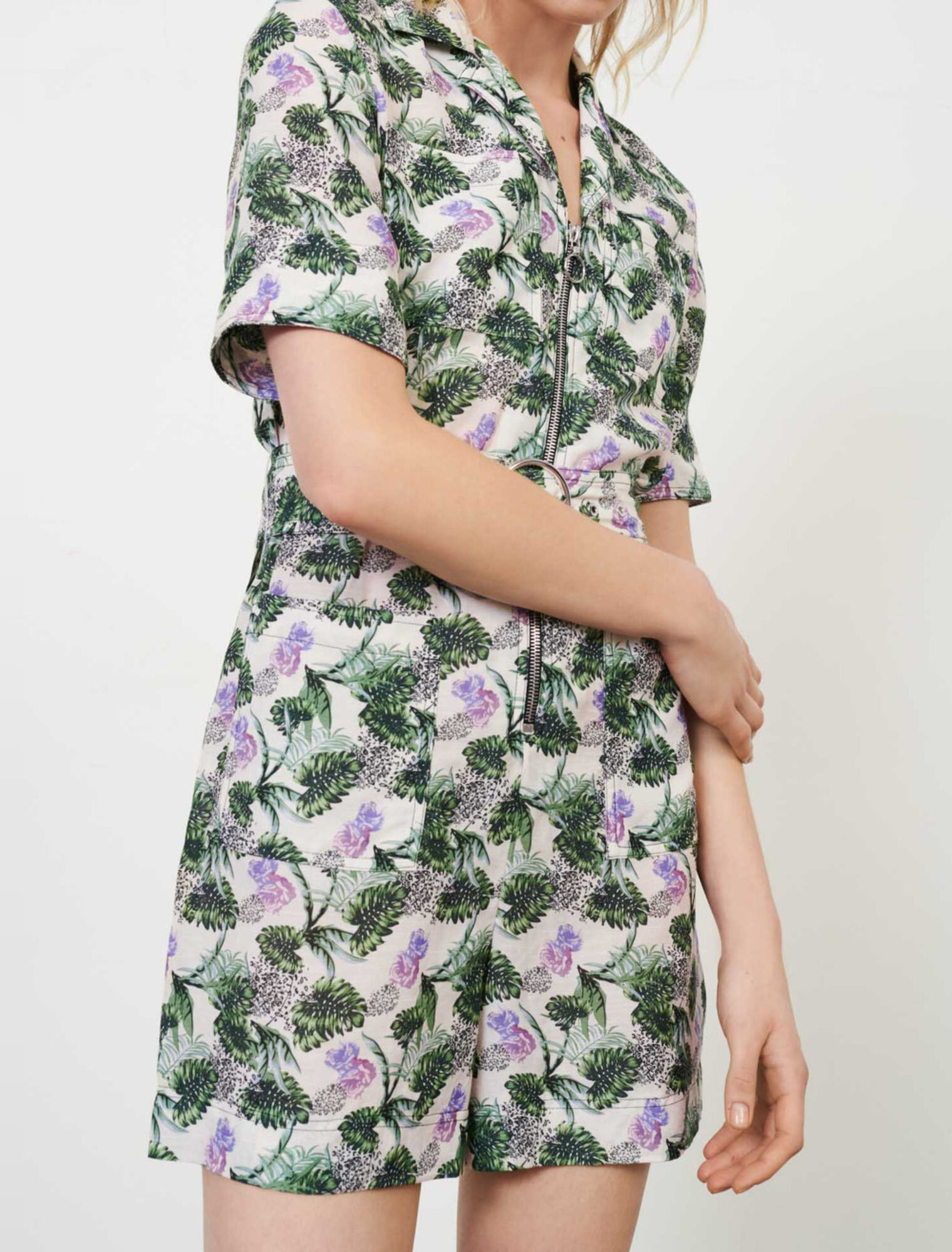 Combinaison short en viscose lin imprimé