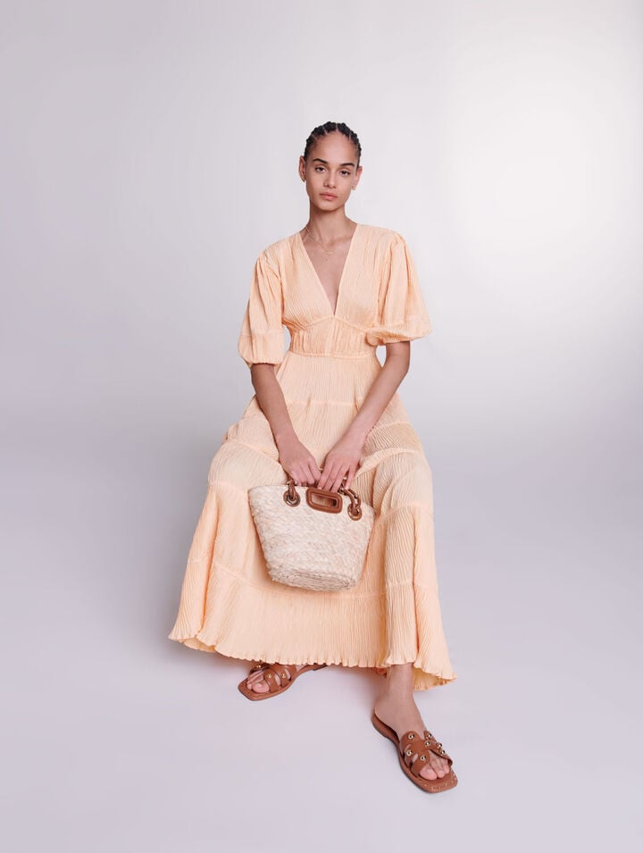 Robe longue plissée