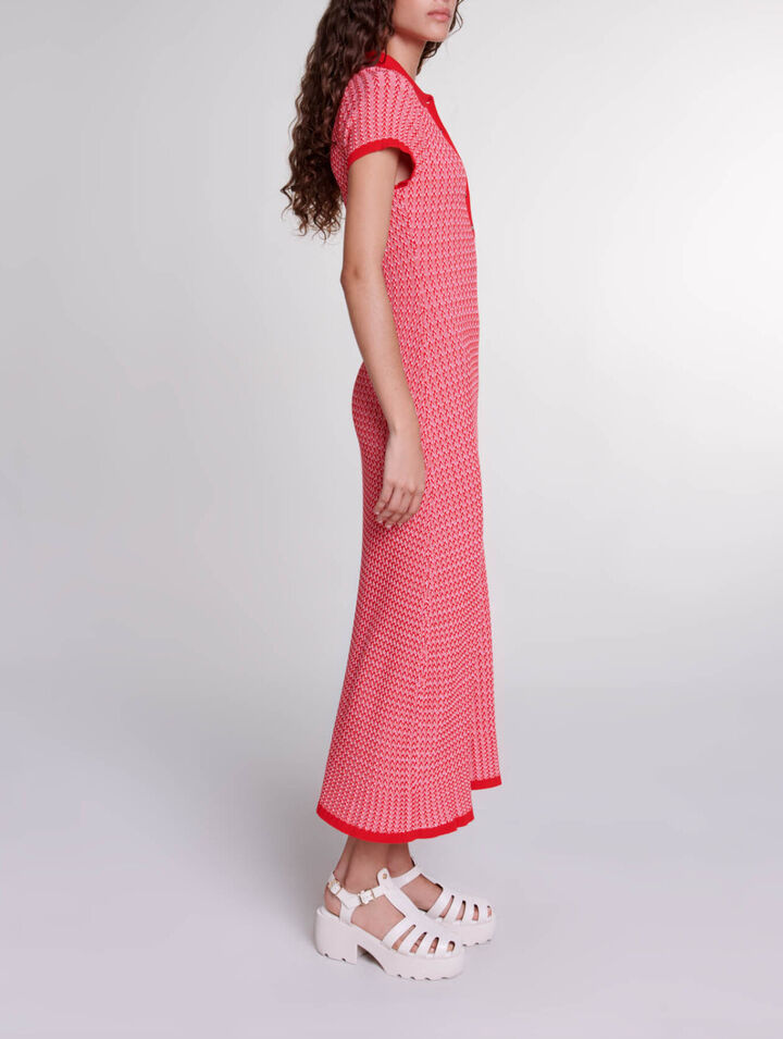 Robe longue en maille chevrons