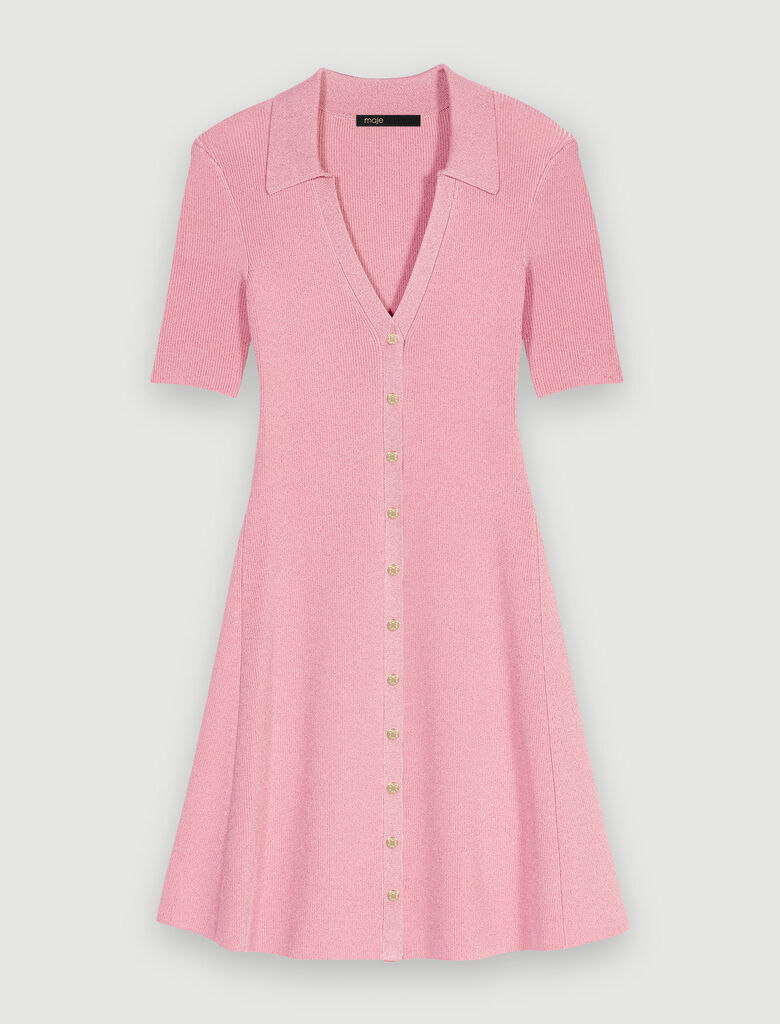 M♡ Sparkly ribbed knit dress Pink For Women | Maje