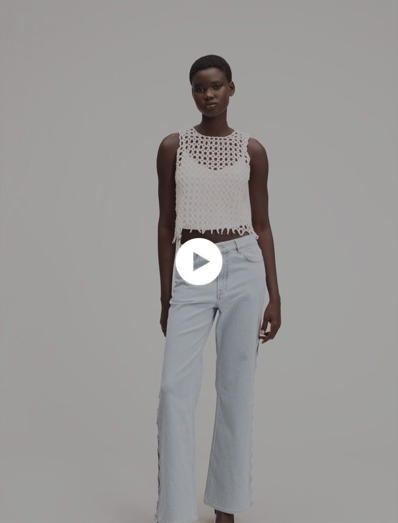 mayte♡ Cropped sleeveless beaded top White For Women | Maje