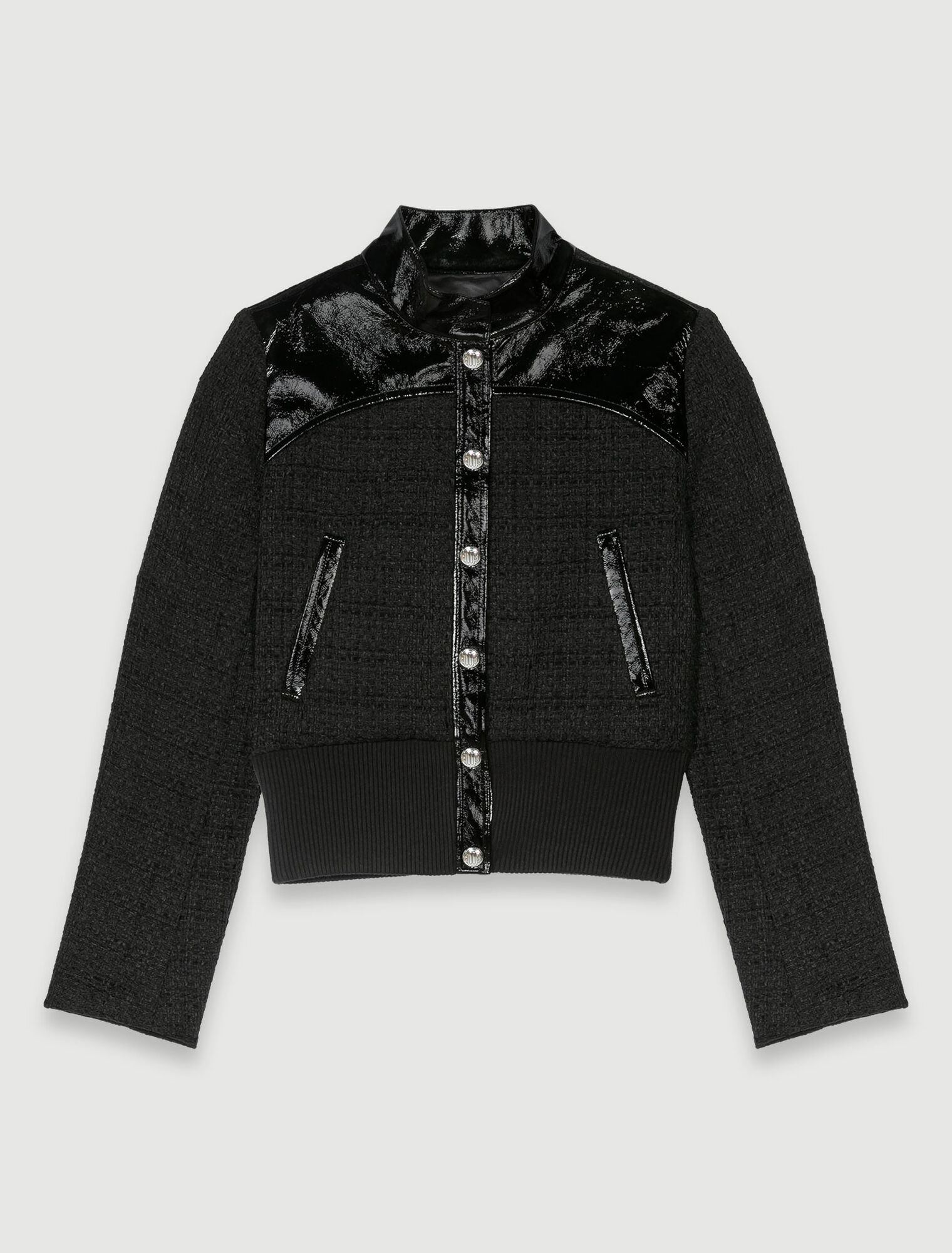 Blouson tweed et vinyle