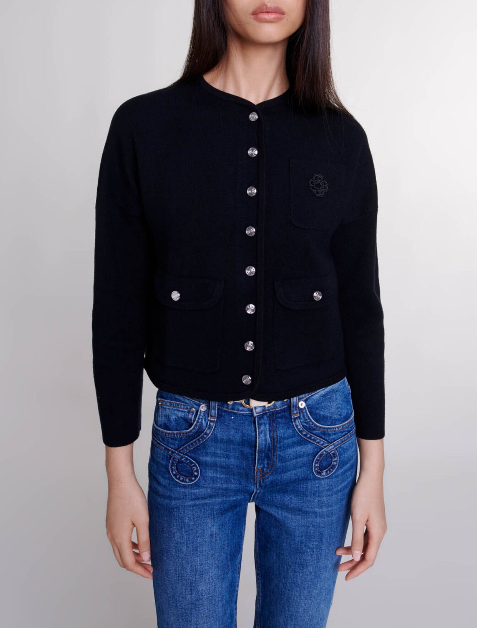 Cropped knit cardigan