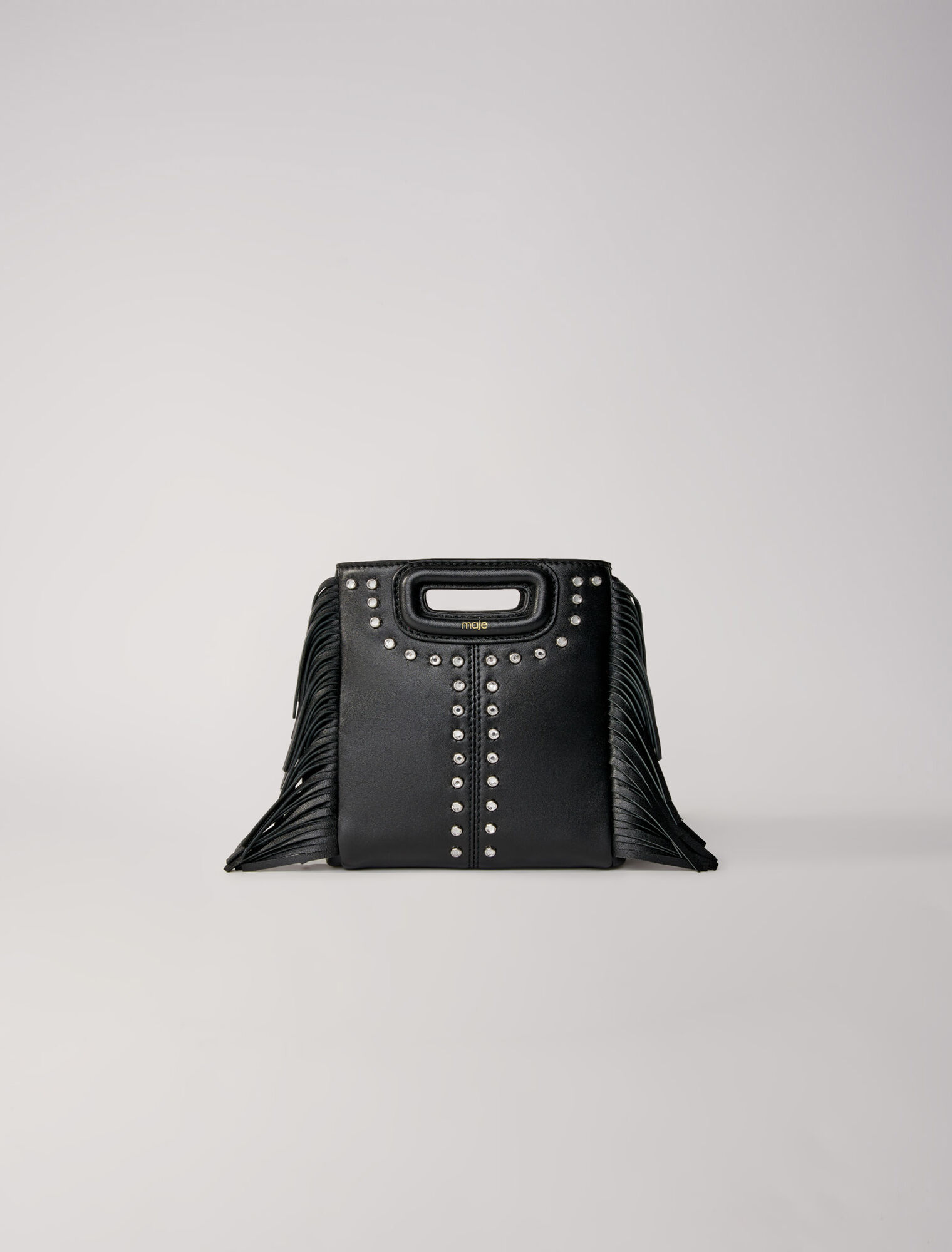 M mini leather bag with fringes