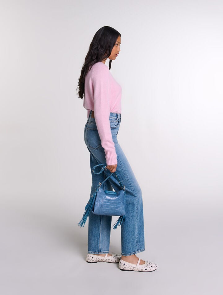 Jean droit d&eacute;tail tress&eacute;