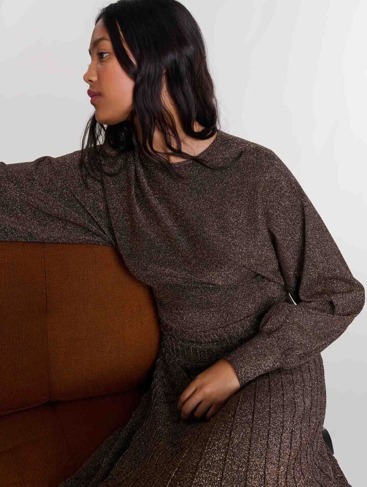 Robe longue en maille brillante