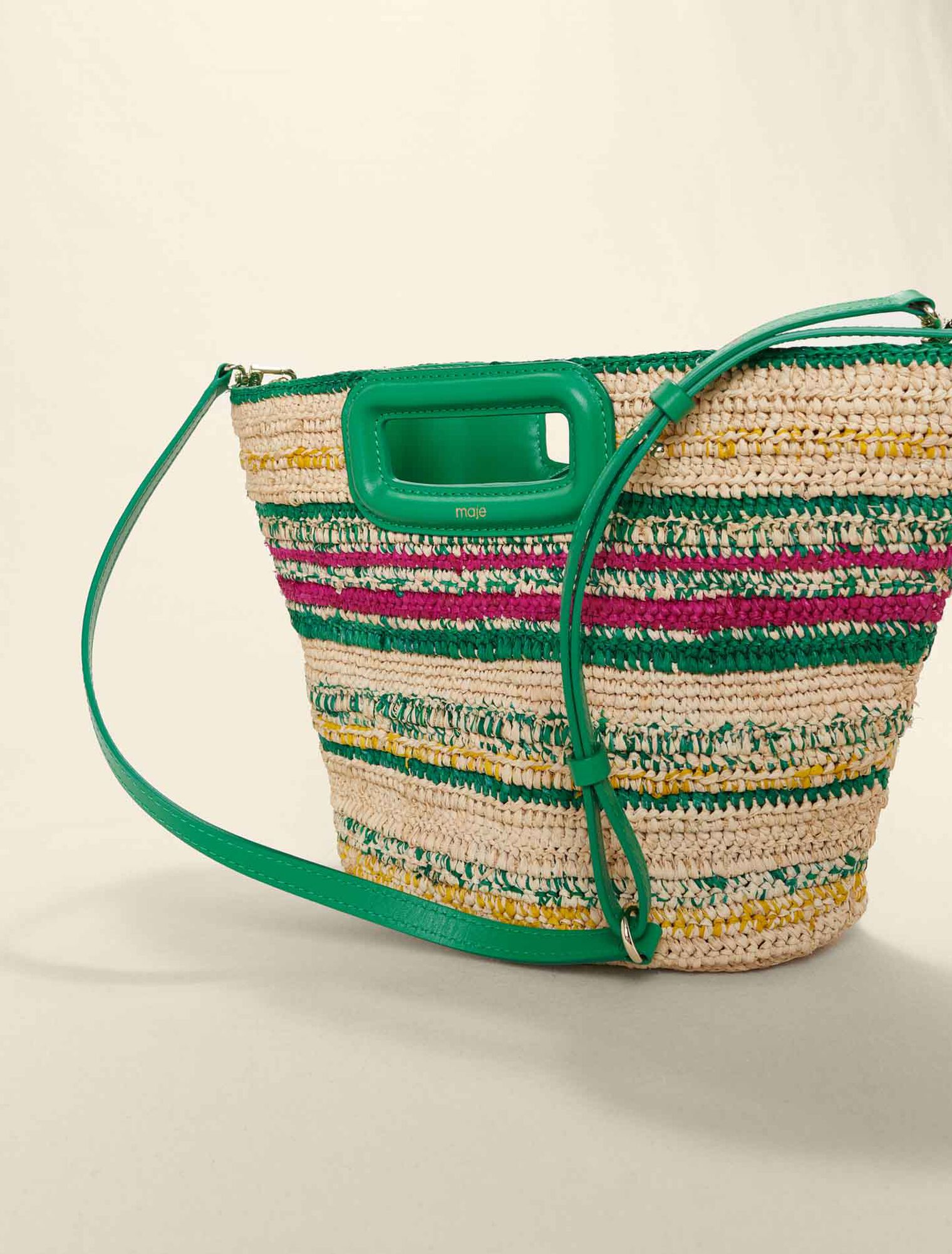 Mini panier rayé en raphia