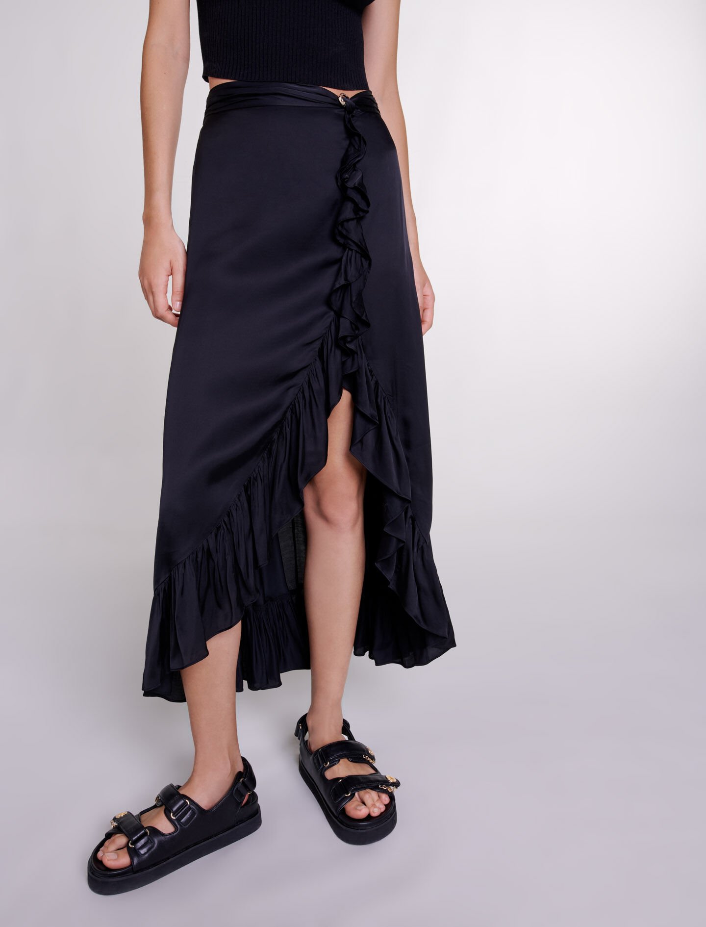 MEDI TROMPE L’OEIL RUFFLE SLIT SKIRT セール】MEDI TROMPE L'OEIL RUFFLE SLIT SKIRT（スカート