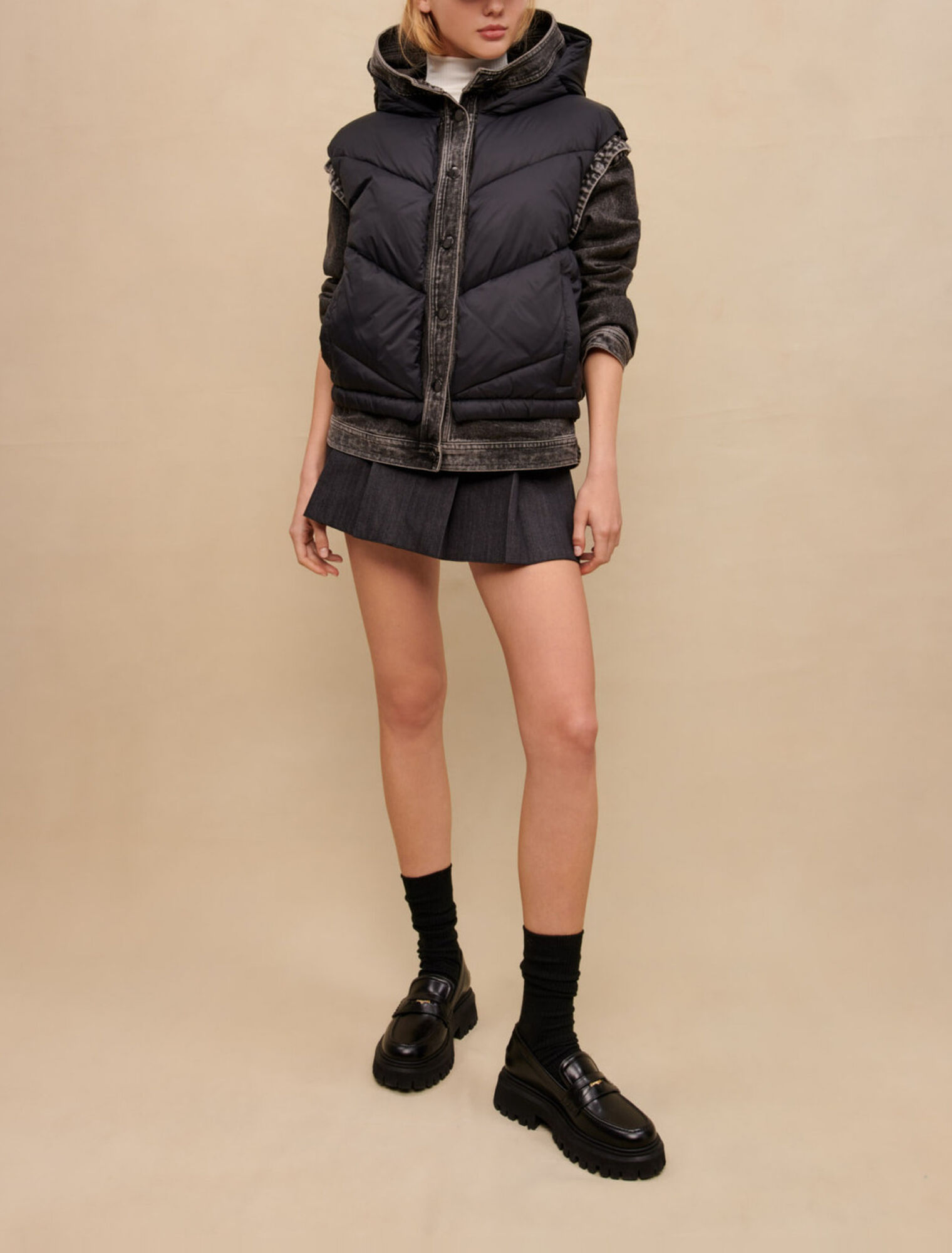 Blouson bi-matière noir
