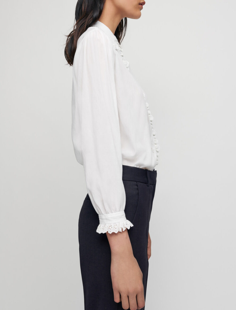 Chemise blanche en voile a col claudine