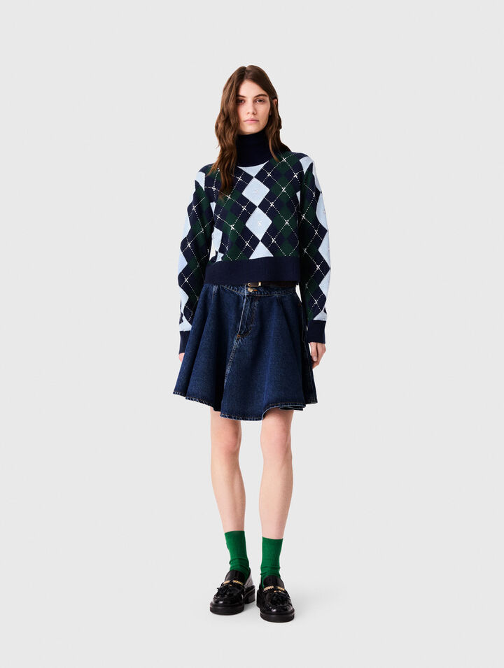 Pull &agrave; motif argyle avec strass