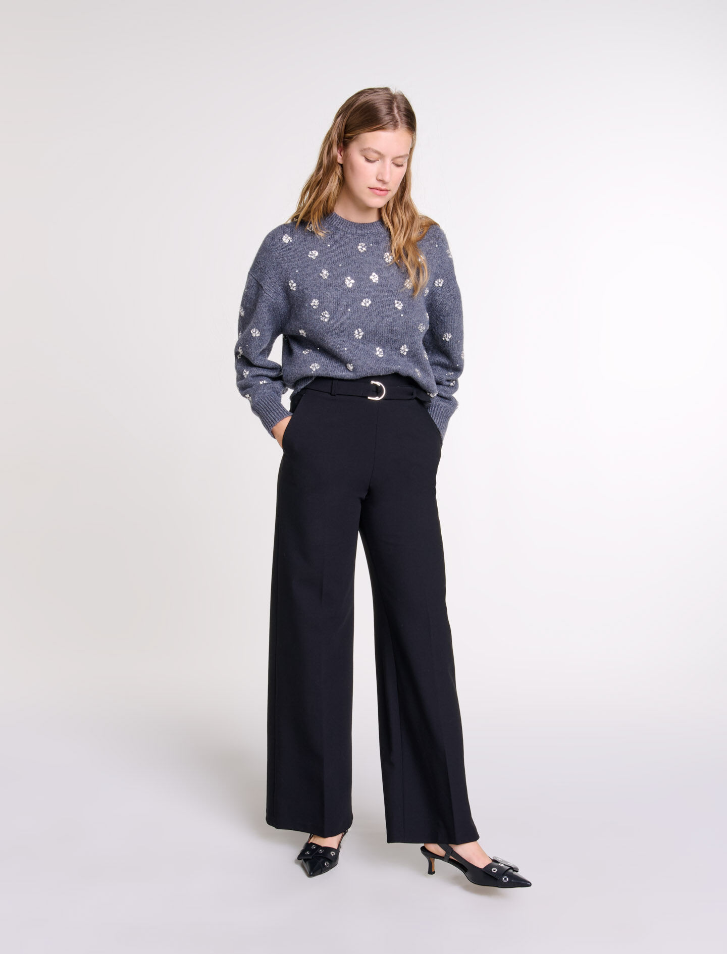High waisted office trousers cheap
