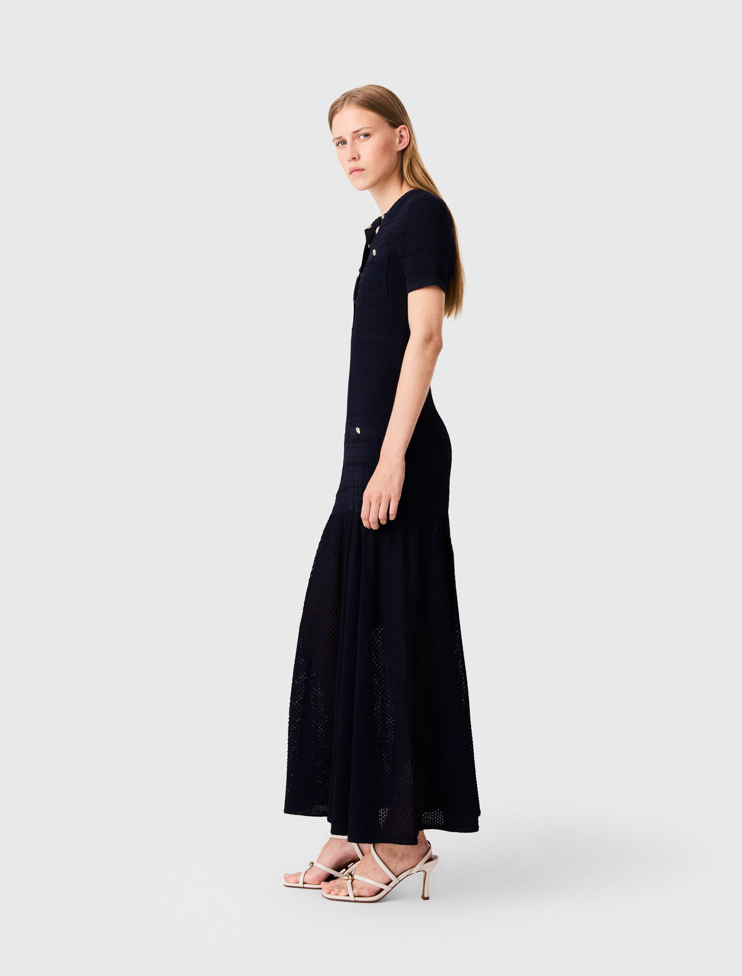 Robe longue en maille pointelle