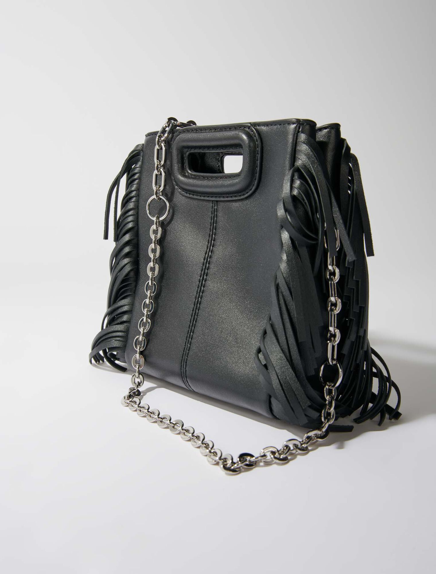 M mini leather bag with fringes