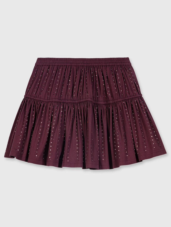 Short rhinestone cotton skirt