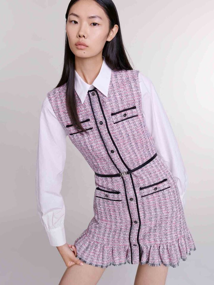 Robe courte 2-en-1 en tweed