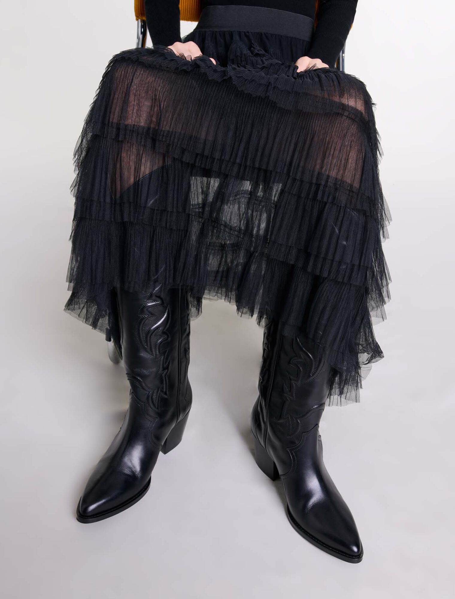 Jupe midi en tulle