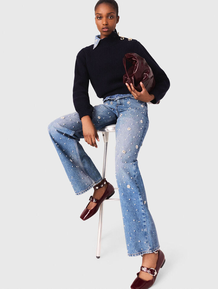 Jean large brodé