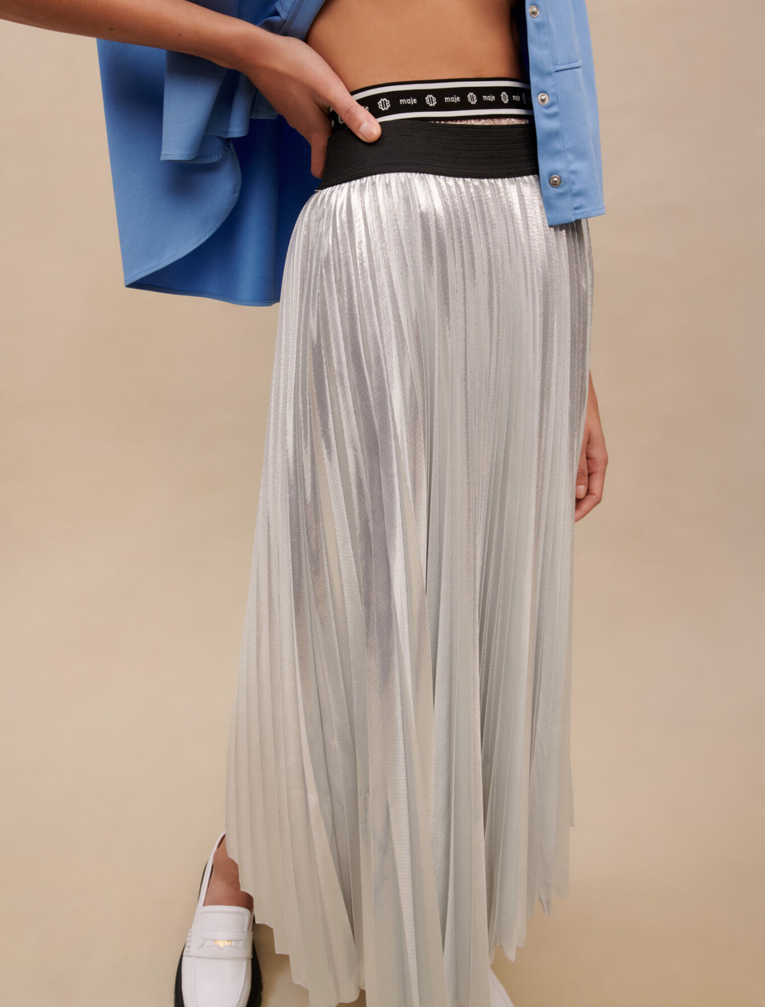 Silver pleated skirt
