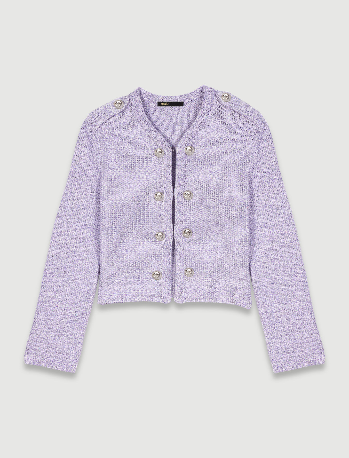 買い誠実 Cropped glitter knit cardigan トップス