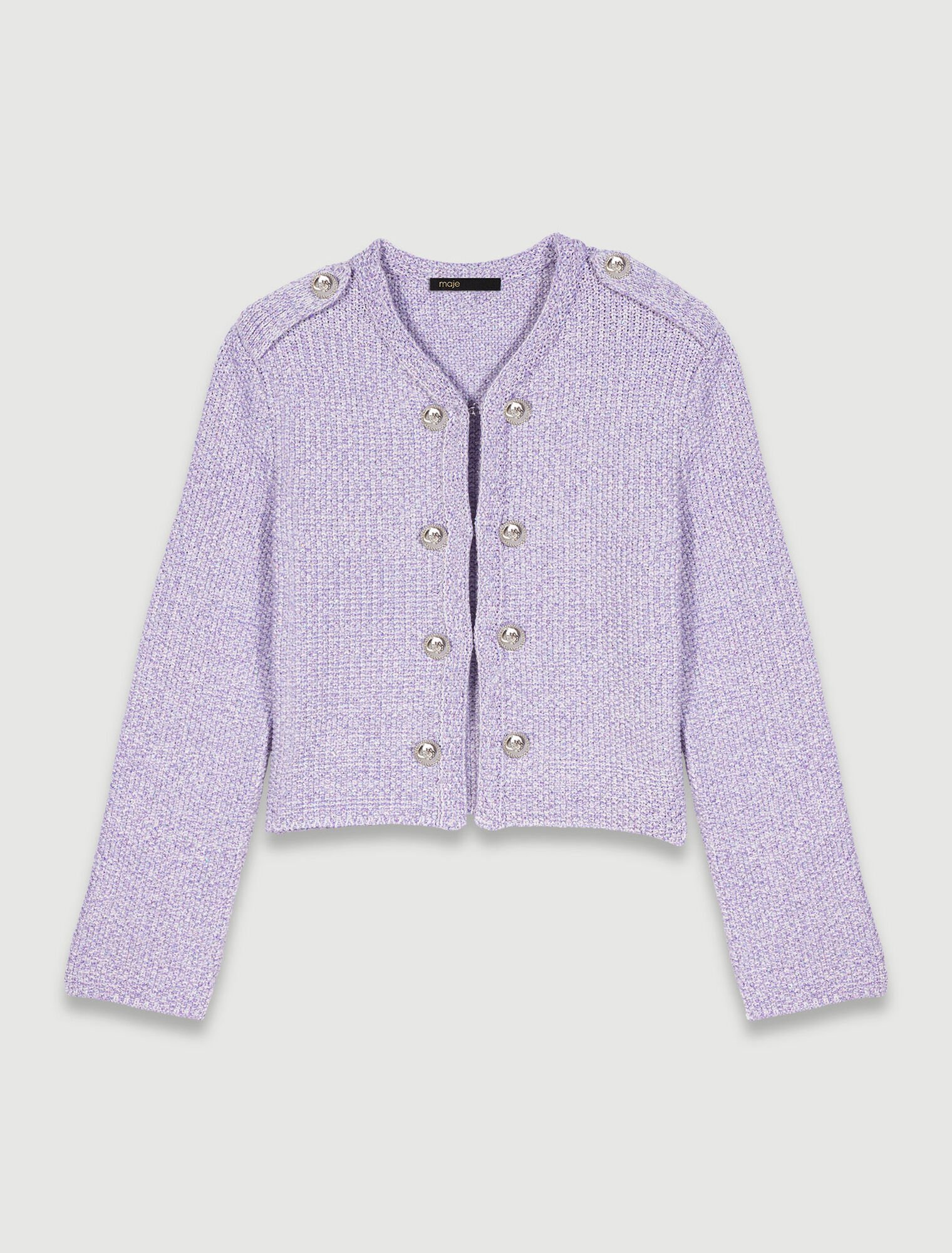 Cropped glitter knit cardigan