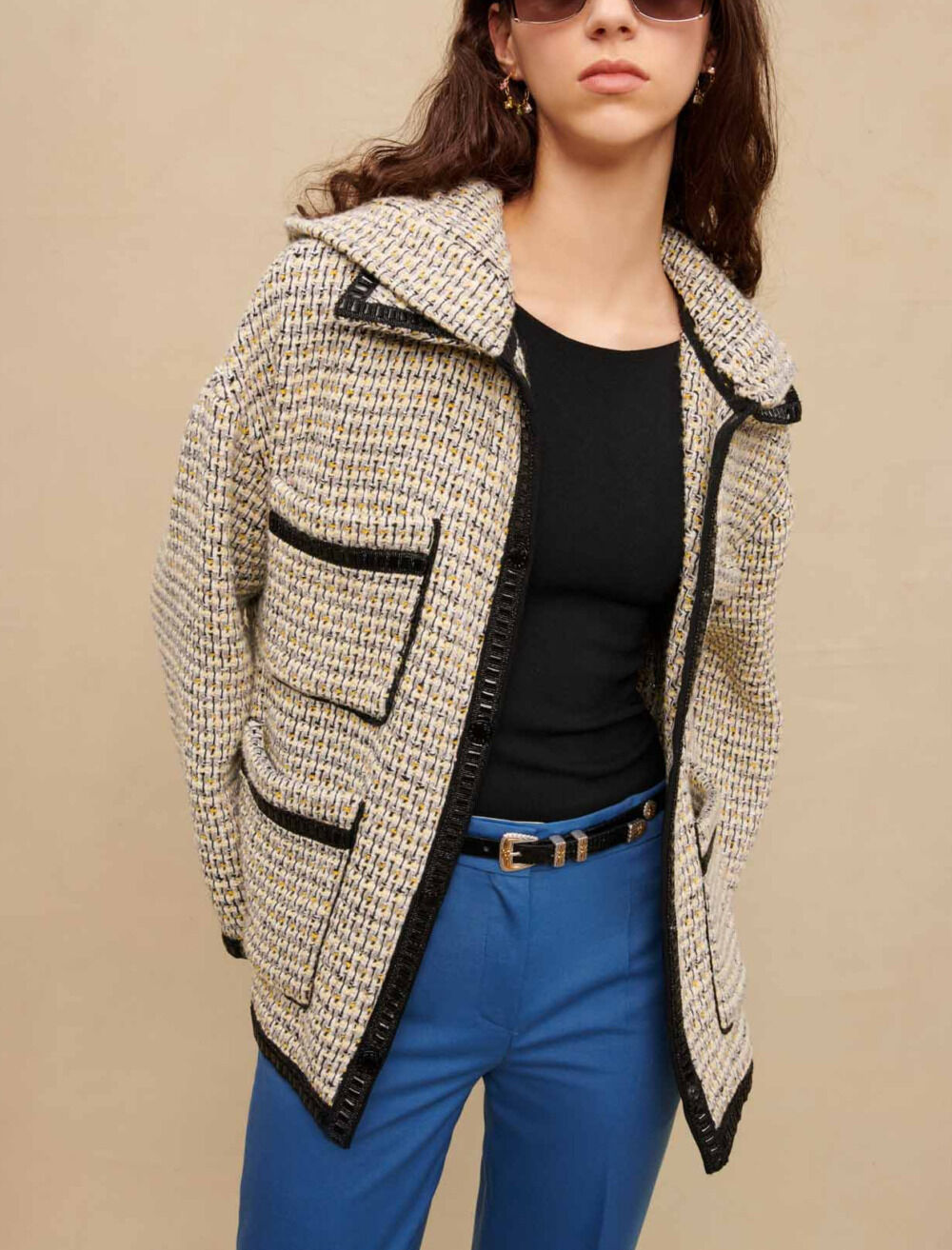Maje jacket in tweed and lurex on sale