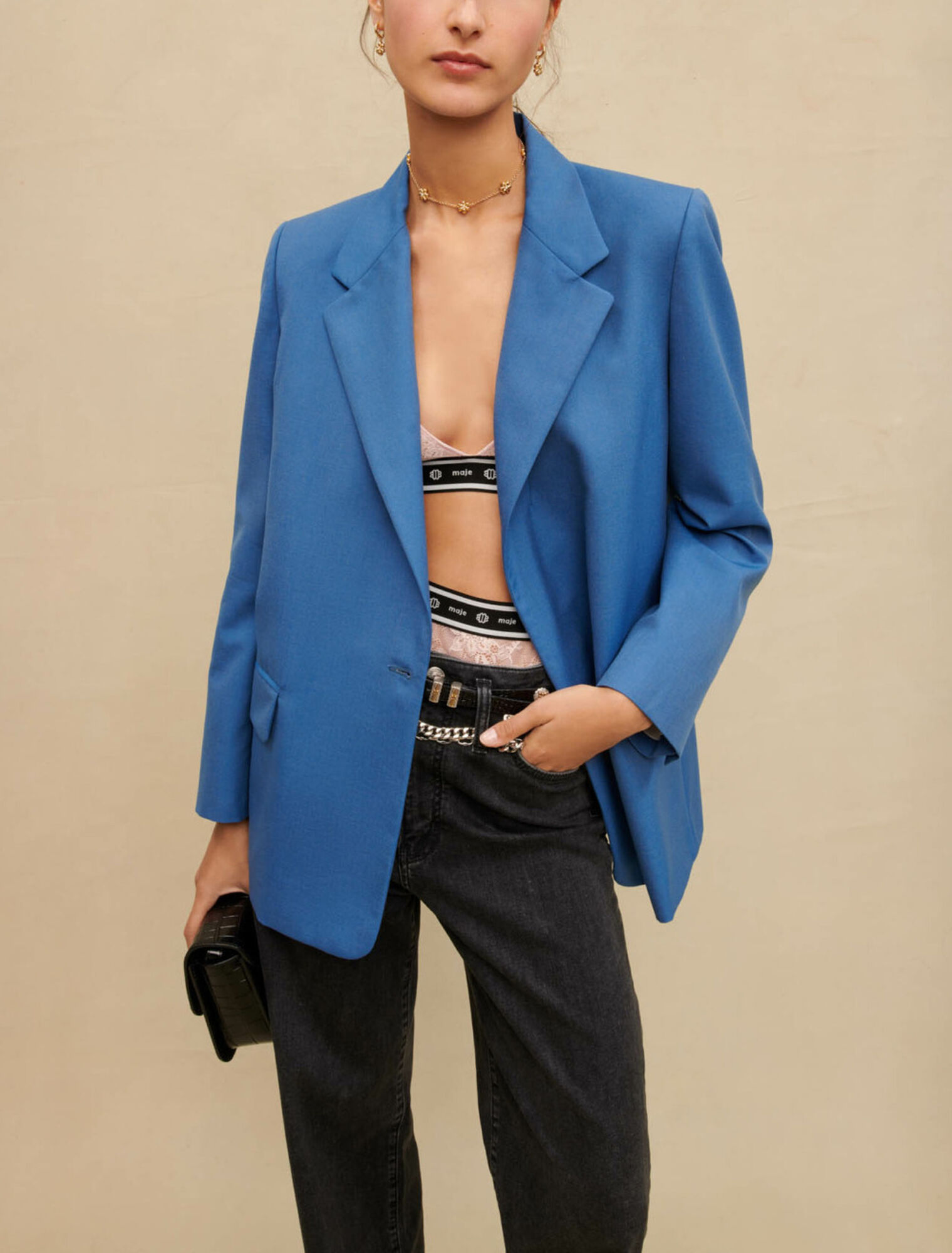 Veste de tailleur droite bleue