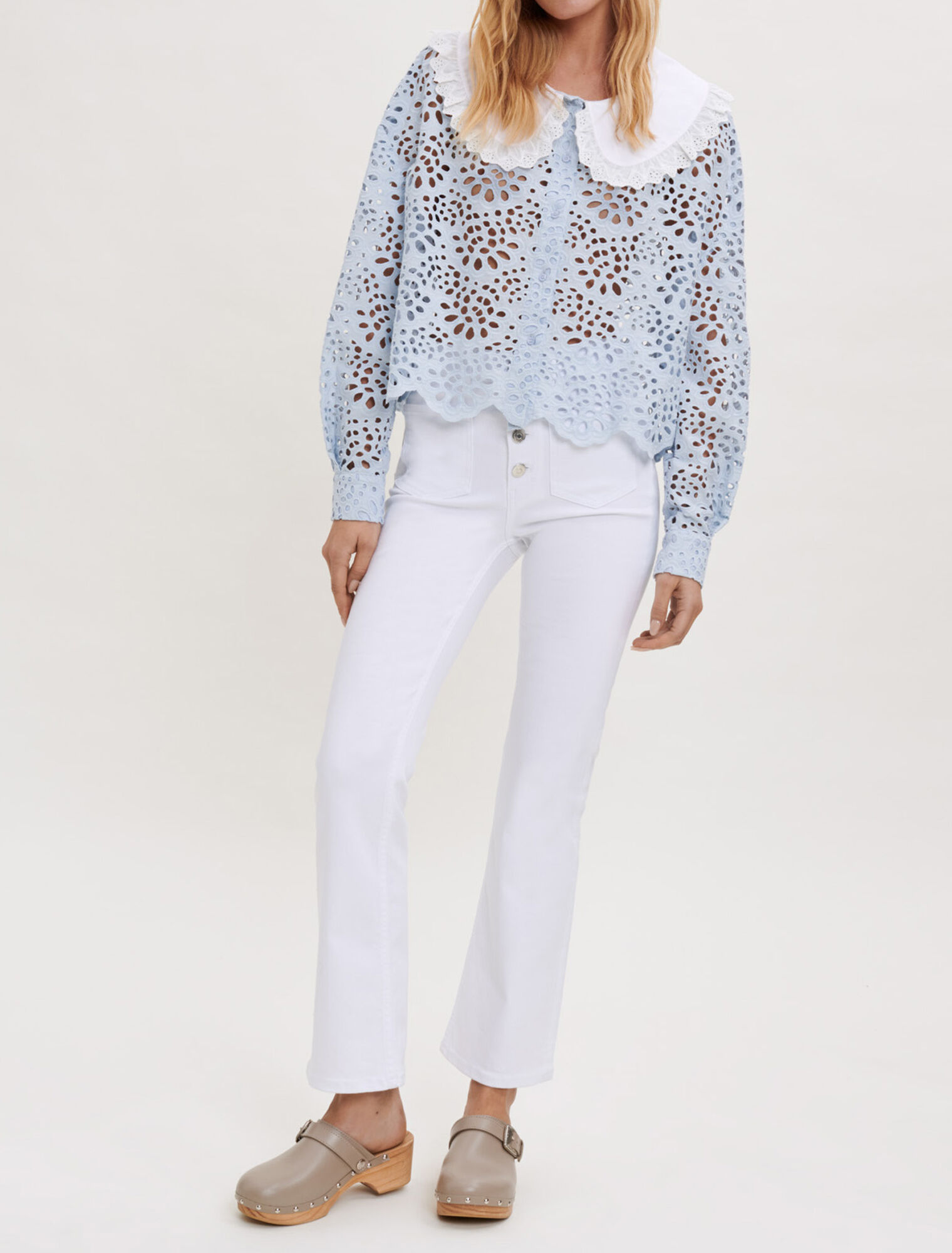 Chemise en guipure à col