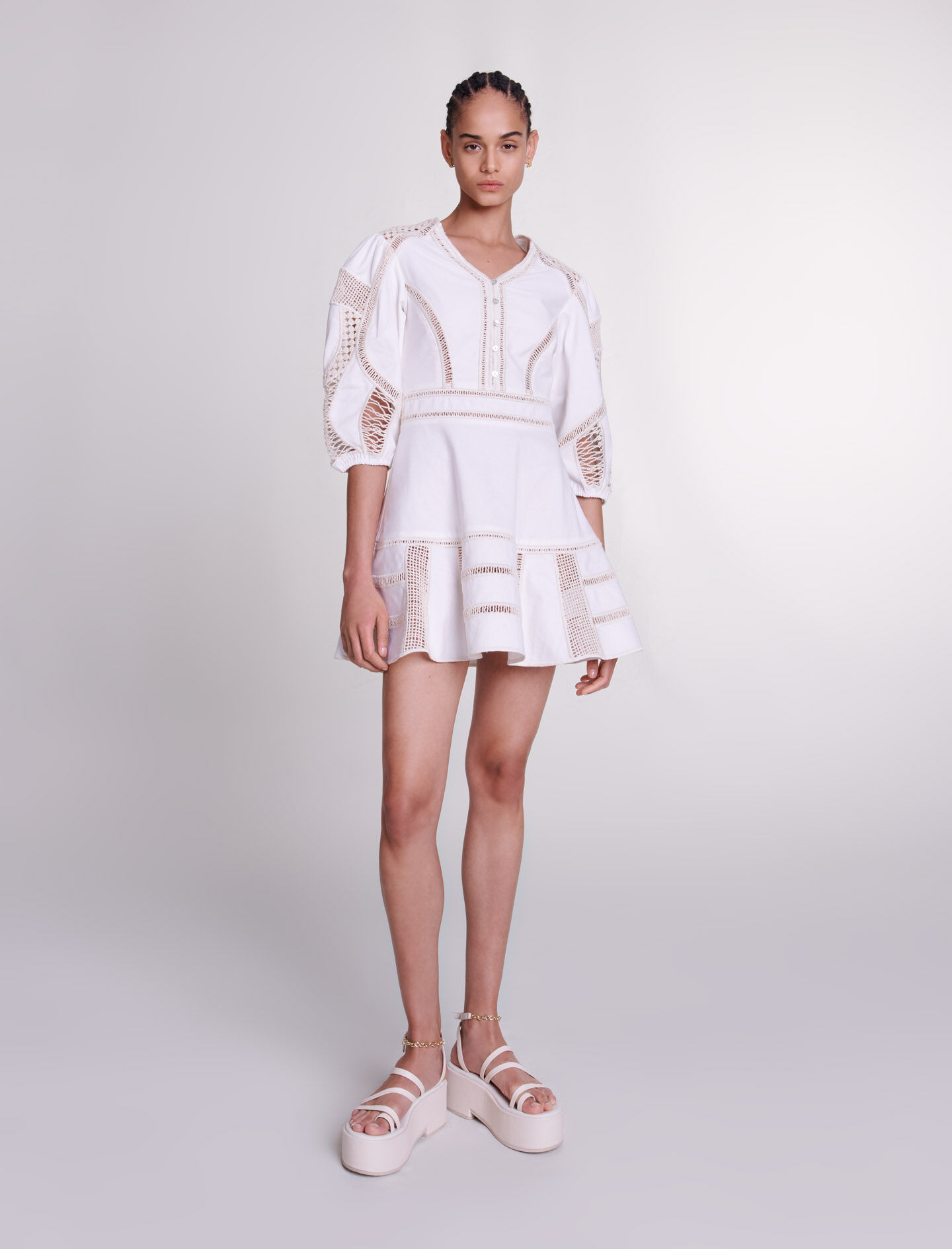 Robe courte volumineuse blanc pour femme Maje