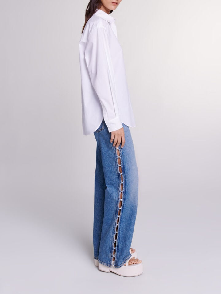 Chemise en popeline de coton blanche