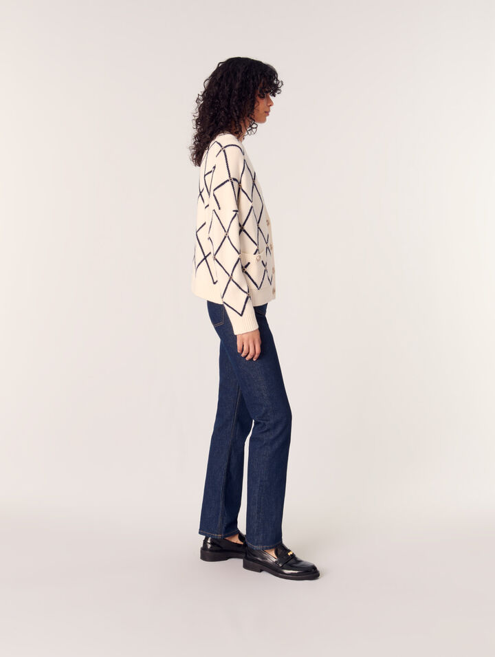 Diamond pattern knitted cardigan