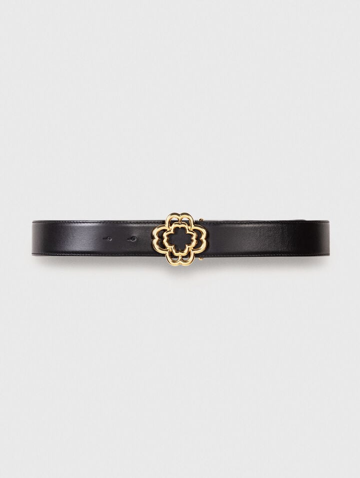 Leather belt with Clover logo