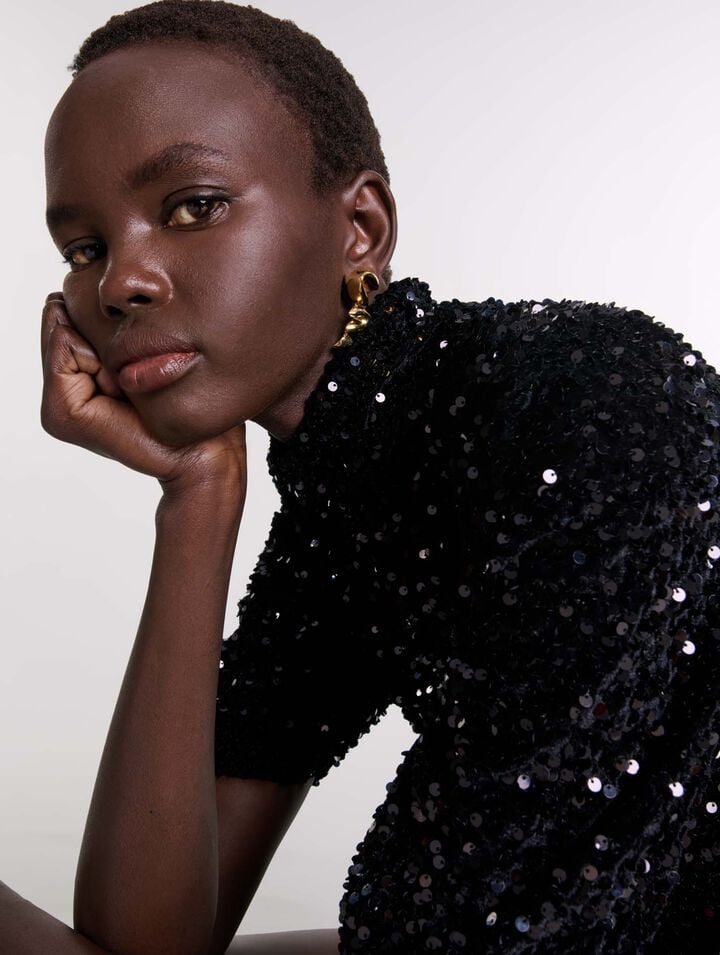 Robe courte velours et sequins