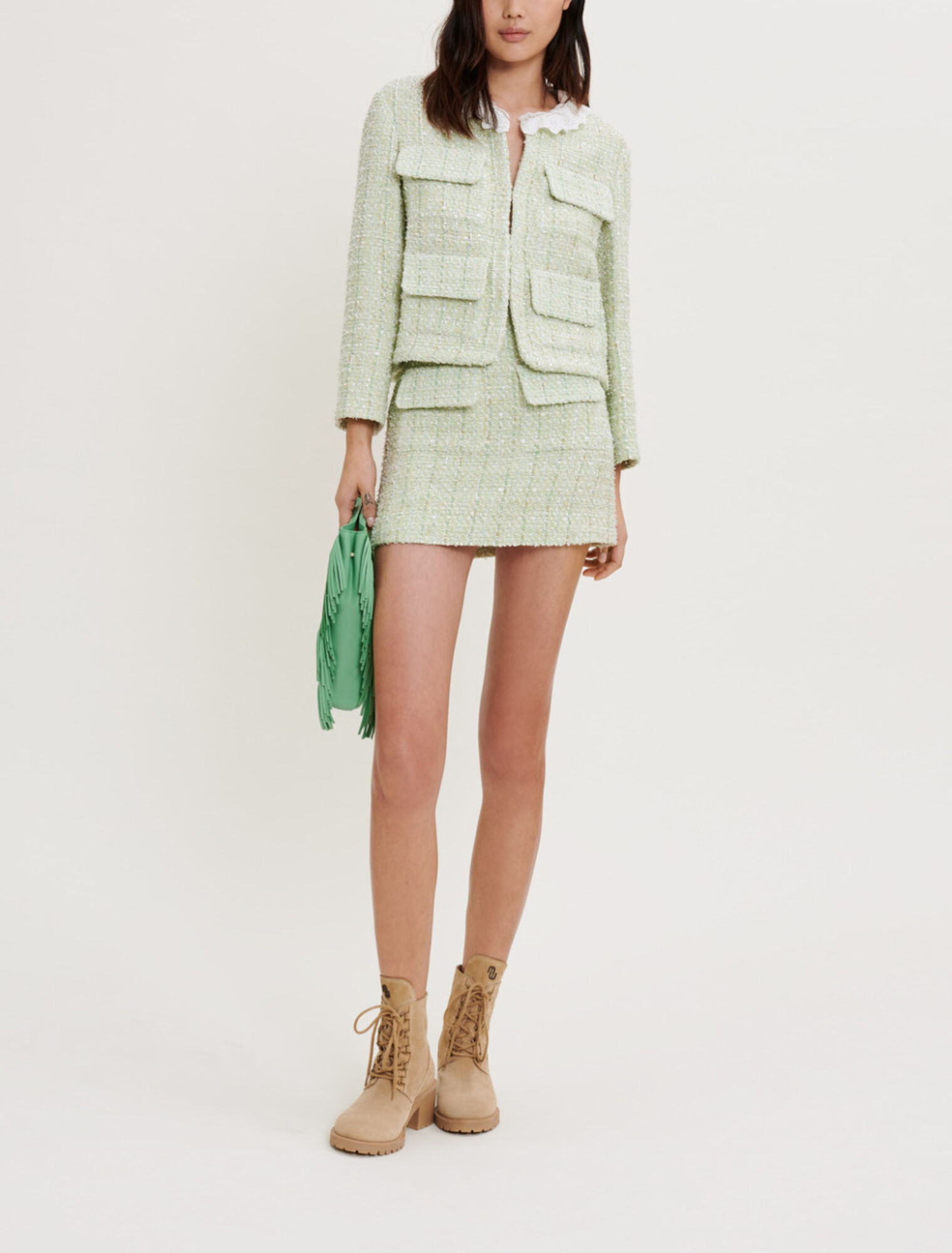 Tweed jacket with sheen